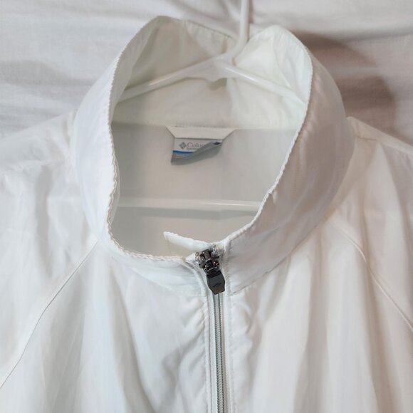 Columbia Men’s 3XL White Packable Rain Jacket Hidden Hood Adjustable Waist - Picture 3 of 11